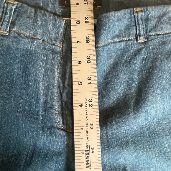 Theory Straight Wide Leg Flare Denim Trousers Jeans Womens 6 Blue Cotton Stretch - Picture 10 of 16